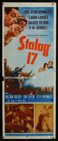 s335 STALAG 17 insert movie poster '53 William Holden, Billy Wilder