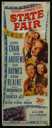s336 STATE FAIR insert movie poster '45 Jeanne Crain, Dana Andrews