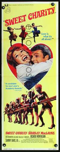 s348 SWEET CHARITY insert movie poster '69 Bob Fosse, Shirley MacLaine