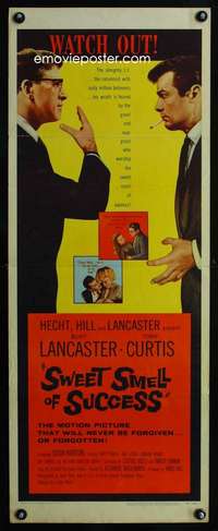s349 SWEET SMELL OF SUCCESS insert movie poster '57 Lancaster, Curtis