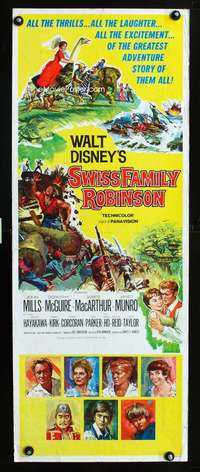 s350 SWISS FAMILY ROBINSON insert movie poster '60 Disney classic!