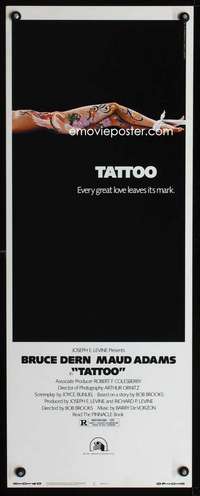 s358 TATTOO insert movie poster '81 Bruce Dern, cool body art image!