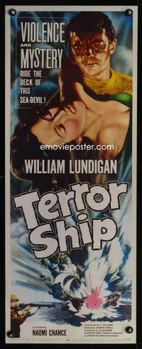 s365 TERROR SHIP insert movie poster '54 William Lundigan, Chance
