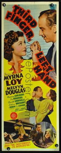 s378 THIRD FINGER LEFT HAND insert movie poster '40 Myrna Loy, Douglas