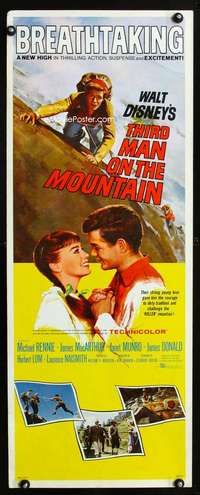 s379 THIRD MAN ON THE MOUNTAIN insert movie poster '59 Michael Rennie