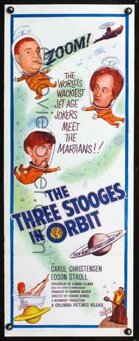 s383 THREE STOOGES IN ORBIT insert movie poster '62Moe Larry Curly-Joe