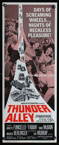 s385 THUNDER ALLEY insert movie poster '67 Annette, car racing!