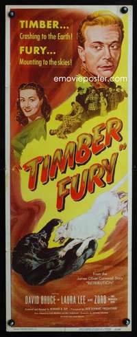 s386 TIMBER FURY insert movie poster '50 James Oliver Curwood