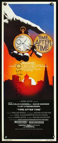 s387 TIME AFTER TIME insert movie poster '79 cool Noble watch art!