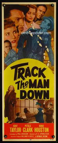 s398 TRACK THE MAN DOWN insert movie poster '55 pretty Petula Clark!