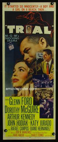 s404 TRIAL insert movie poster '55 Glenn Ford, racial prejudice!