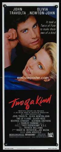 s413 TWO OF A KIND insert movie poster '83 Travolta, Newton-John