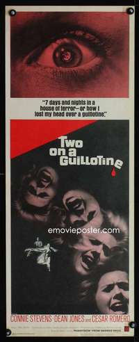 s414 TWO ON A GUILLOTINE insert movie poster '65 in a house of terror!