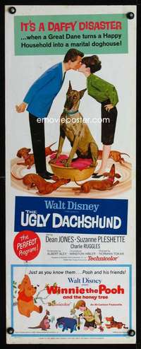 s415 UGLY DACHSHUND/WINNIE THE POOH & THE HONEY TREE insert movie poster '66