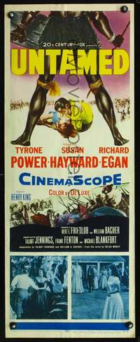 s419 UNTAMED insert movie poster '55 Power & Hayward in Africa!