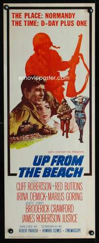 s420 UP FROM THE BEACH insert movie poster '65 WWII, D-Day plus one!