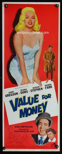 s426 VALUE FOR MONEY insert movie poster '57 super sexy Diana Dors!