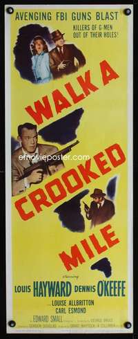 s440 WALK A CROOKED MILE insert movie poster R55 Louis Hayward, FBI!