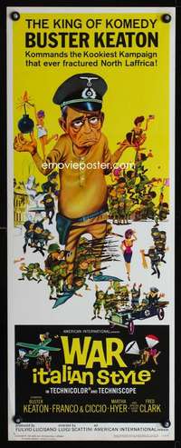 s446 WAR ITALIAN STYLE insert movie poster '66 Buster Keaton, WWII!