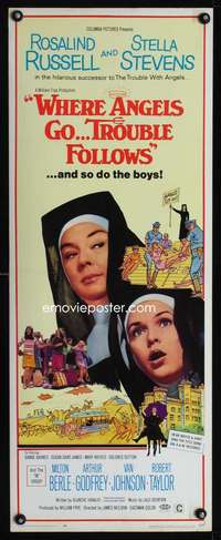 s459 WHERE ANGELS GO TROUBLE FOLLOWS insert movie poster '68 Russell