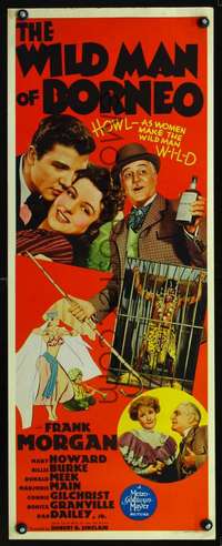 s466 WILD MAN OF BORNEO insert movie poster '41 wacky Frank Morgan!