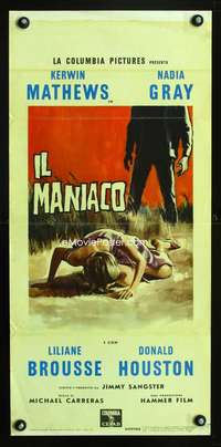 s632 MANIAC Italian locandina movie poster '63 Hammer, horror art!