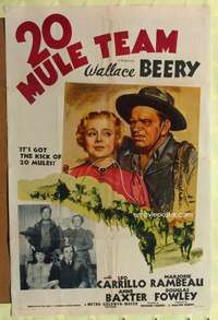 t003 20 MULE TEAM style C one-sheet movie poster '40 Wallace Beery, Leo Carillo