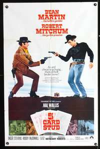 t008 5 CARD STUD one-sheet movie poster '68 cowboys Dean Martin & Robert Mitchum play poker!