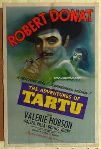 t015 ADVENTURES OF TARTU style C one-sheet movie poster '43 cool different art of Robert Donat!