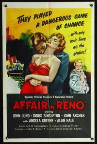 t016 AFFAIR IN RENO one-sheet movie poster '57 they played a dangerous game of chance!