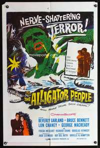 t018 ALLIGATOR PEOPLE one-sheet movie poster '59 Beverly Garland, Lon Chaney, sci-fi horror!