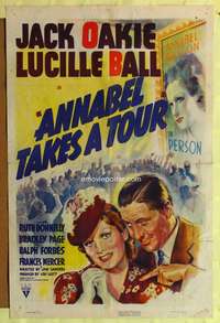 t024 ANNABEL TAKES A TOUR one-sheet movie poster '38 Lucille Ball, Jack Oakie