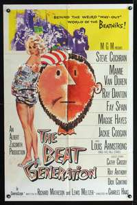 t050 BEAT GENERATION one-sheet movie poster '59 sexy artwork of Mamie Van Doren, beatniks!