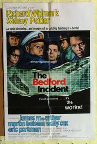 t055 BEDFORD INCIDENT one-sheet movie poster '65 Richard Widmark, Sidney Poitier