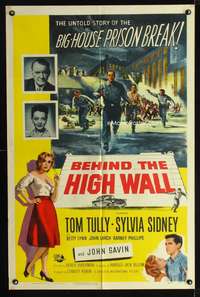 t058 BEHIND THE HIGH WALL one-sheet movie poster '56 Tom Tully, prison escape artwork!
