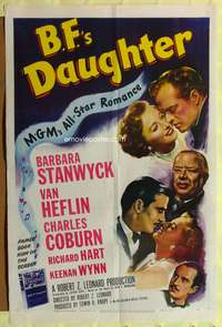t036 B.F.'S DAUGHTER one-sheet movie poster '48 Barbara Stanwyck, Van Heflin, Charles Coburn