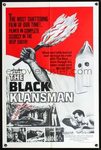 t068 BLACK KLANSMAN one-sheet movie poster '66 wild image of black man in KKK outfit!