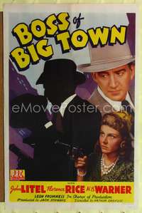 t080 BOSS OF BIG TOWN one-sheet movie poster '42 John Litel, Florence Rice, gangsters!