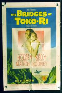 t086 BRIDGES AT TOKO-RI one-sheet movie poster '54 Grace Kelly, William Holden, Korean War!