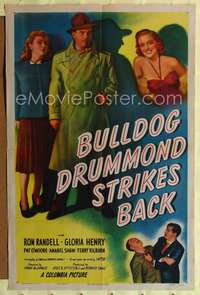 t093 BULLDOG DRUMMOND STRIKES BACK one-sheet movie poster '47 detective Ron Randall, Gloria Henry