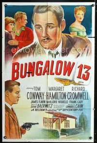 t096 BUNGALOW 13 one-sheet movie poster '48 Tom Conway, Margaret Hamilton, stone litho!