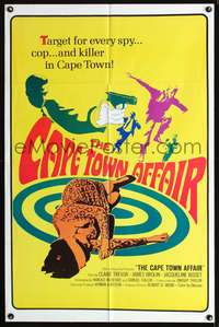 t109 CAPE TOWN AFFAIR one-sheet movie poster '67 Claire Trevor, James Brolin, cool art & design!
