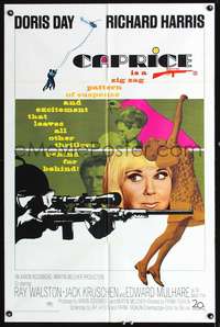 t111 CAPRICE one-sheet movie poster '67 Doris Day, Richard Harris, cool sniper image!