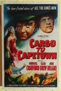 t114 CARGO TO CAPETOWN one-sheet movie poster '50 Broderick Crawford, Ellen Drew, John Ireland