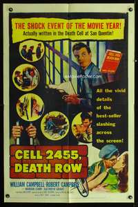 t122 CELL 2455 DEATH ROW one-sheet movie poster '55 Caryl Chessman prison bio!