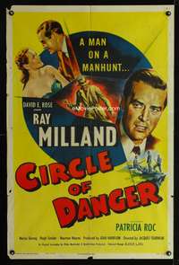 t134 CIRCLE OF DANGER one-sheet movie poster '51 Ray Milland, Jacques Tourneur