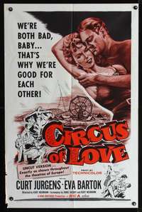 t135 CIRCUS OF LOVE one-sheet movie poster '58 Eva Bartok & Curt Jurgens are both bad!