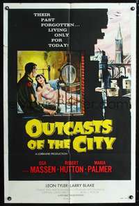 t474 OUTCASTS OF THE CITY one-sheet movie poster '58 Osa Massen, Robert Hutton