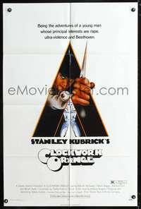 t139 CLOCKWORK ORANGE one-sheet movie poster '72 Stanley Kubrick classic, Phillip Castle art!
