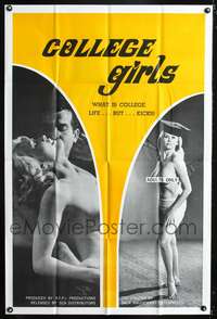t145 COLLEGE GIRLS one-sheet movie poster '70 sexiest girl with cap, but no gown!
